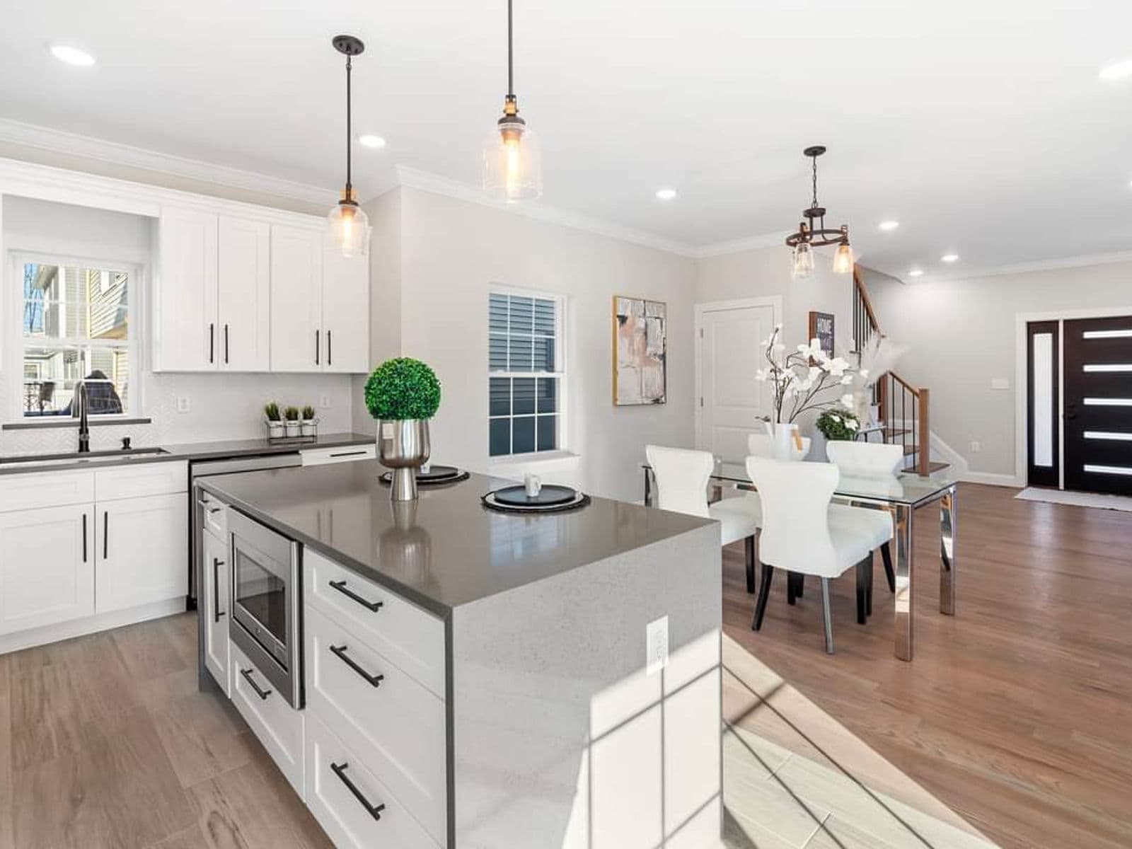 Navy island with counter seating — Coastal design inspiration